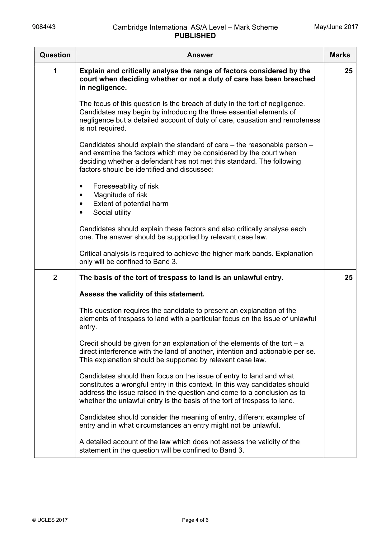 Mark scheme, page 4 of 6