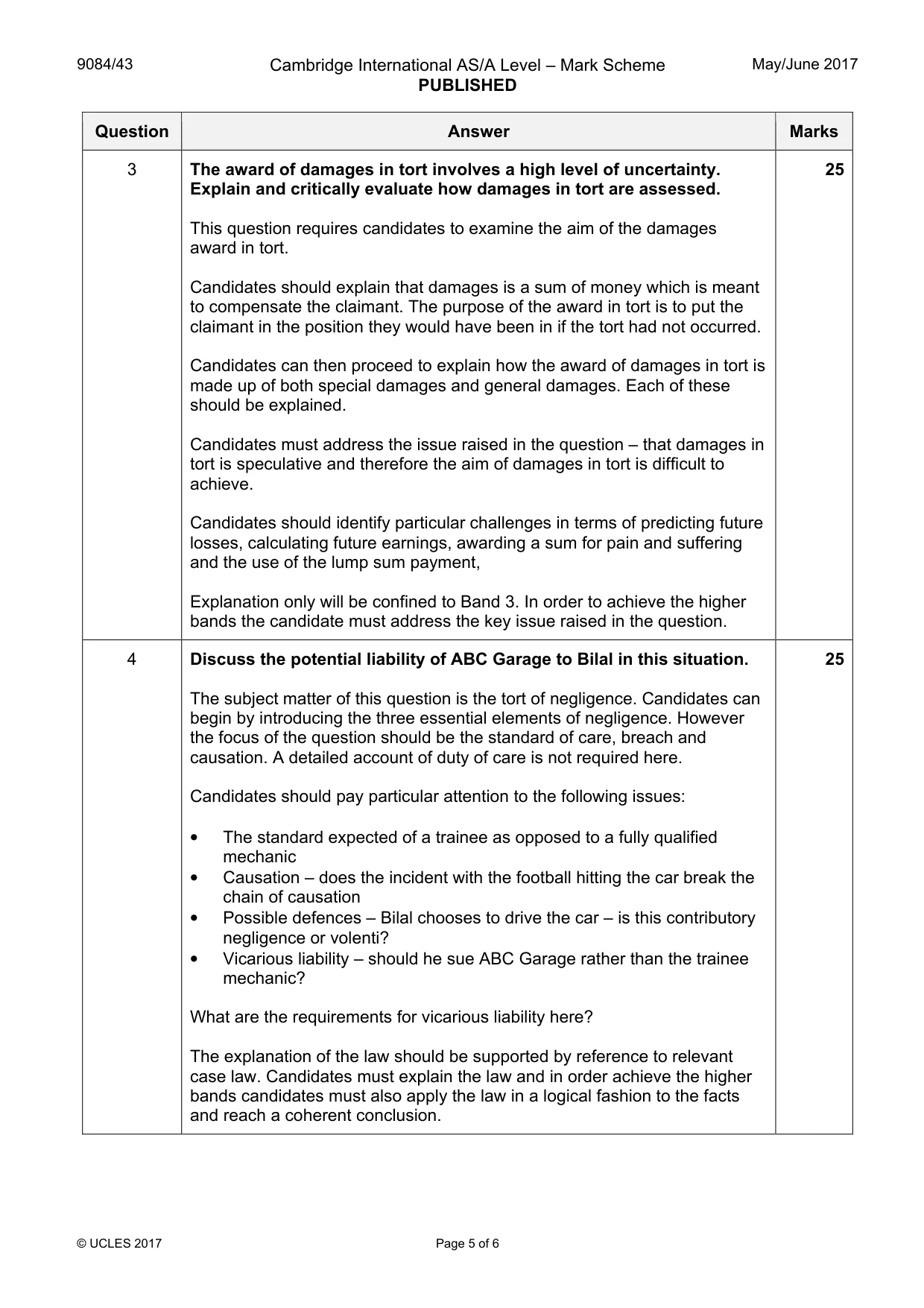 Mark scheme, page 5 of 6