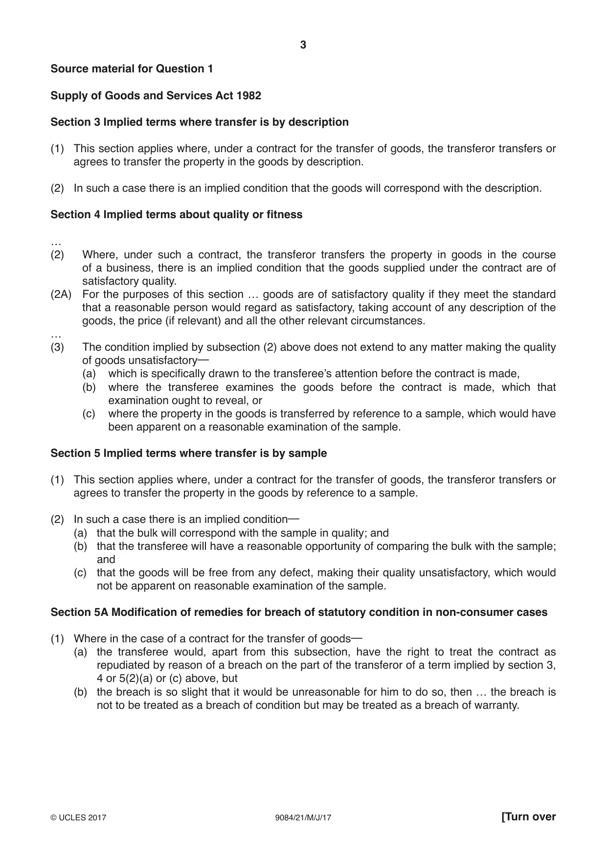 Cambridge A Level Law 9084 2017 May/June Paper 2 · Variant 1 question paper, page 3 of 8