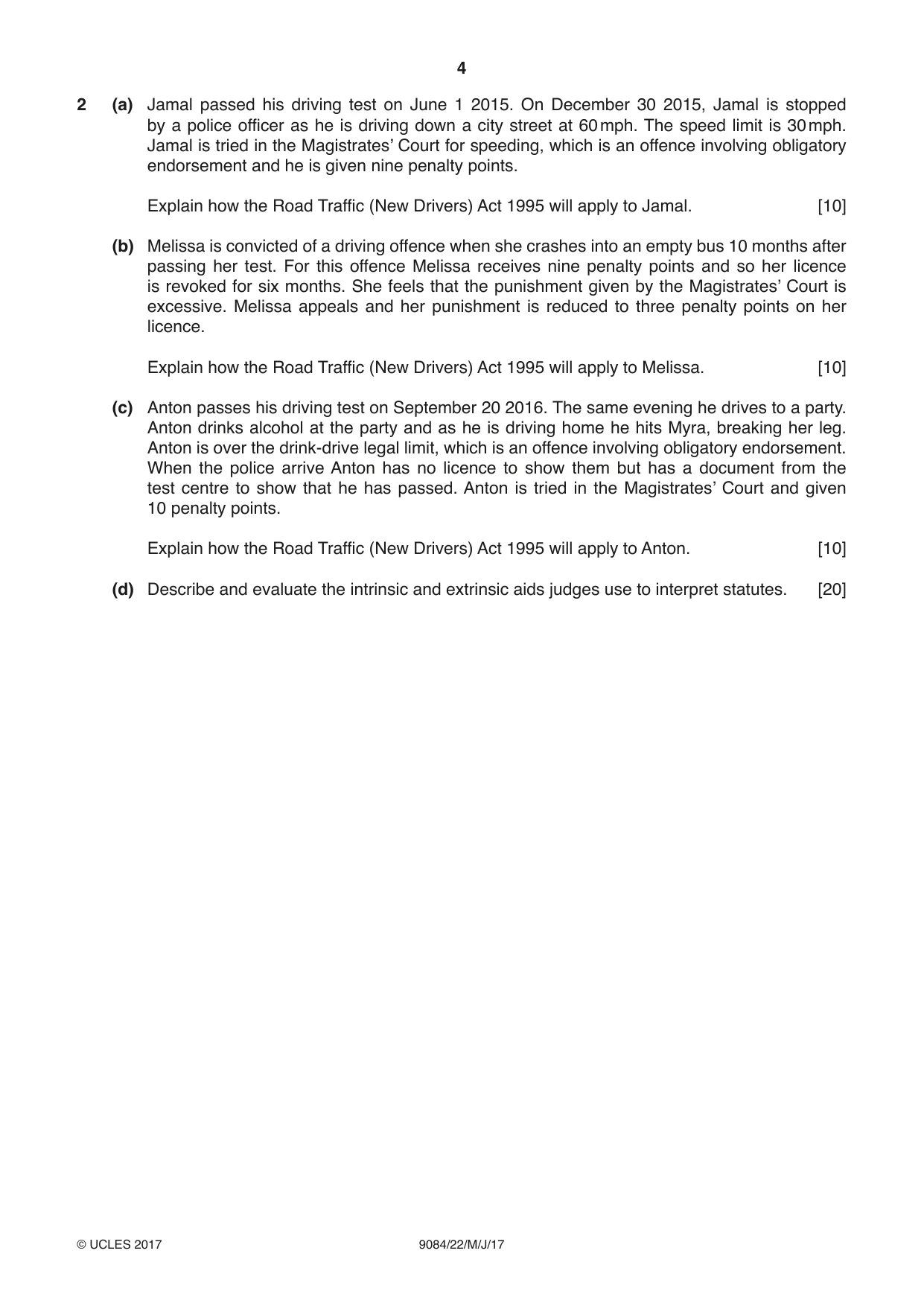 Cambridge A Level Law 9084 2017 May/June Paper 2 · Variant 2 question paper, page 4 of 8