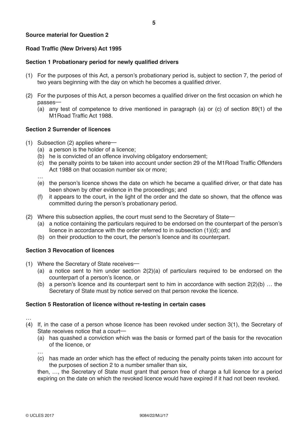 Cambridge A Level Law 9084 2017 May/June Paper 2 · Variant 2 question paper, page 5 of 8
