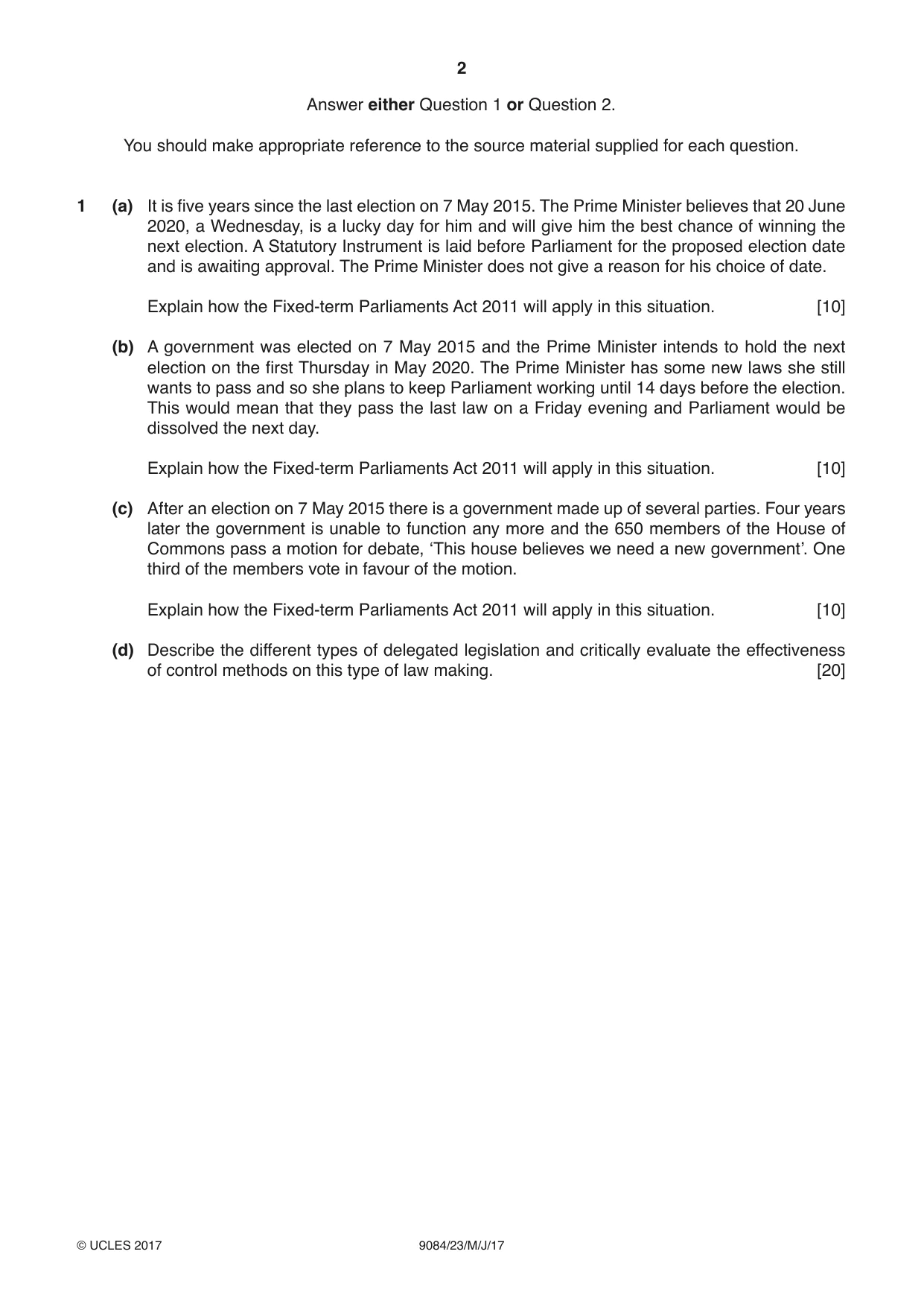 Cambridge A Level Law 9084 2017 May/June Paper 2 · Variant 3 question paper, page 2 of 8