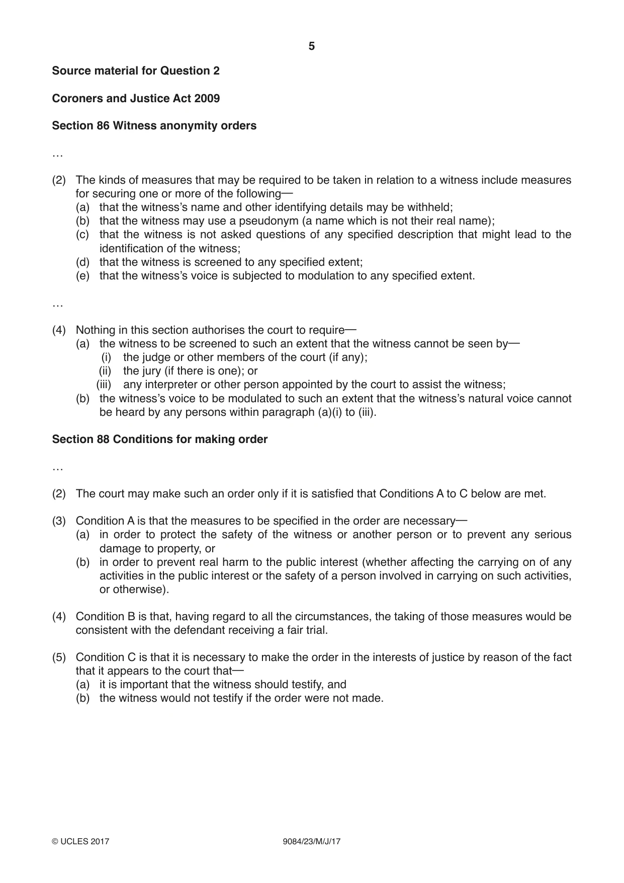 Cambridge A Level Law 9084 2017 May/June Paper 2 · Variant 3 question paper, page 5 of 8