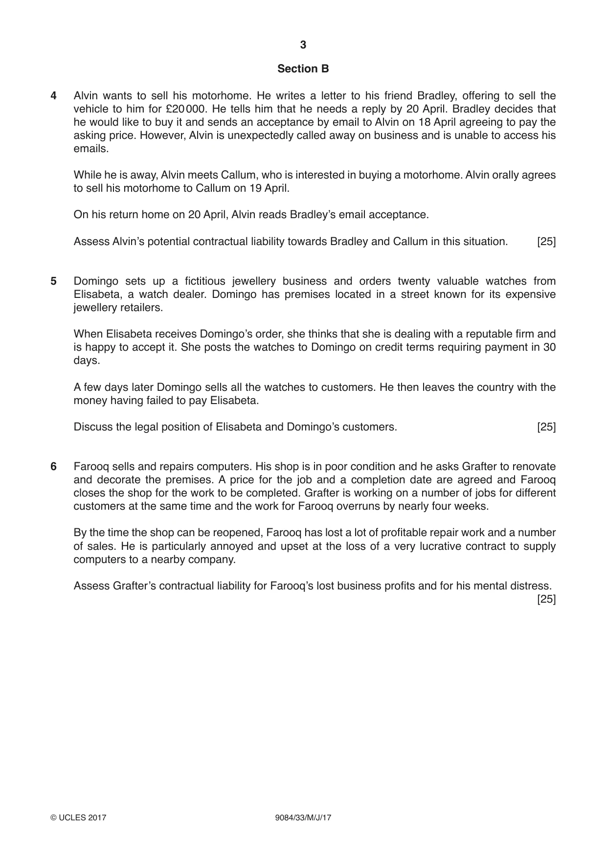 Cambridge A Level Law 9084 2017 May/June Paper 3 · Variant 3 question paper, page 3 of 4