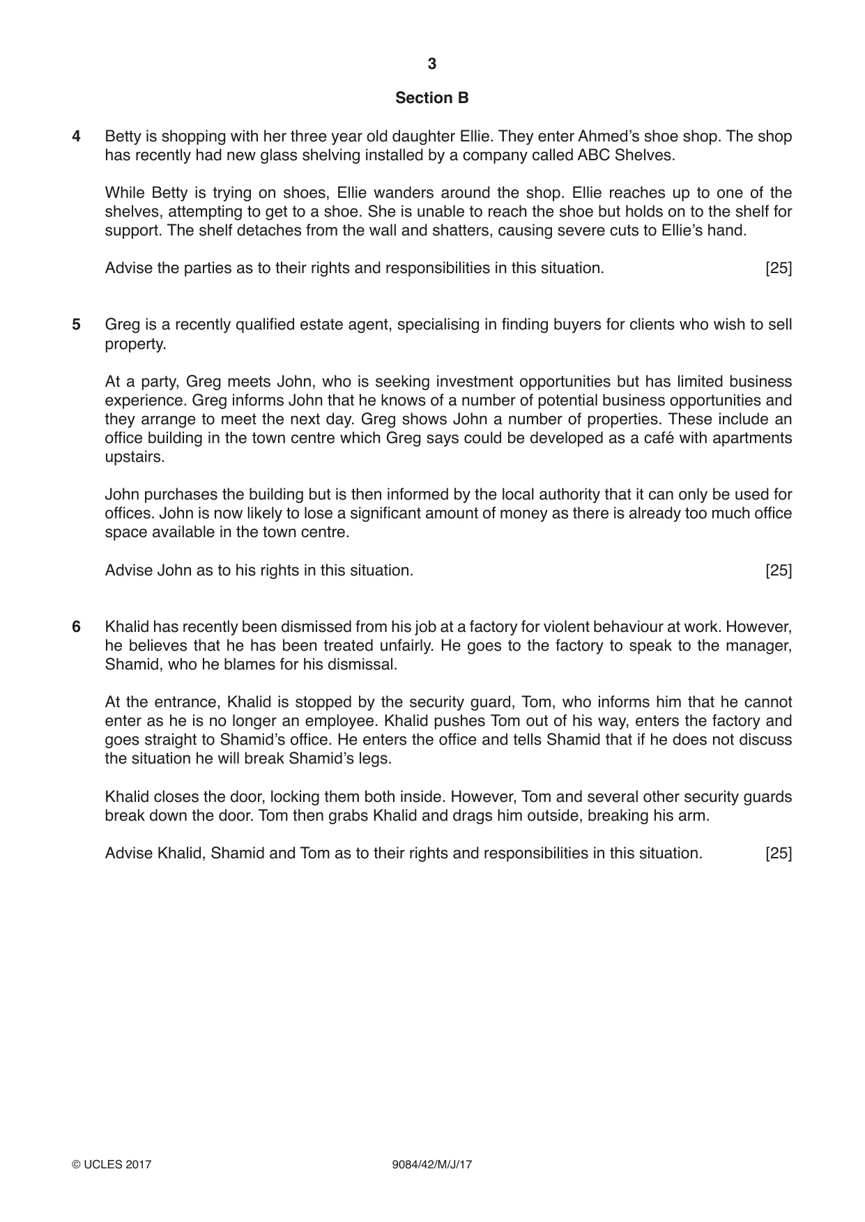 Cambridge A Level Law 9084 2017 May/June Paper 4 · Variant 2 question paper, page 3 of 4