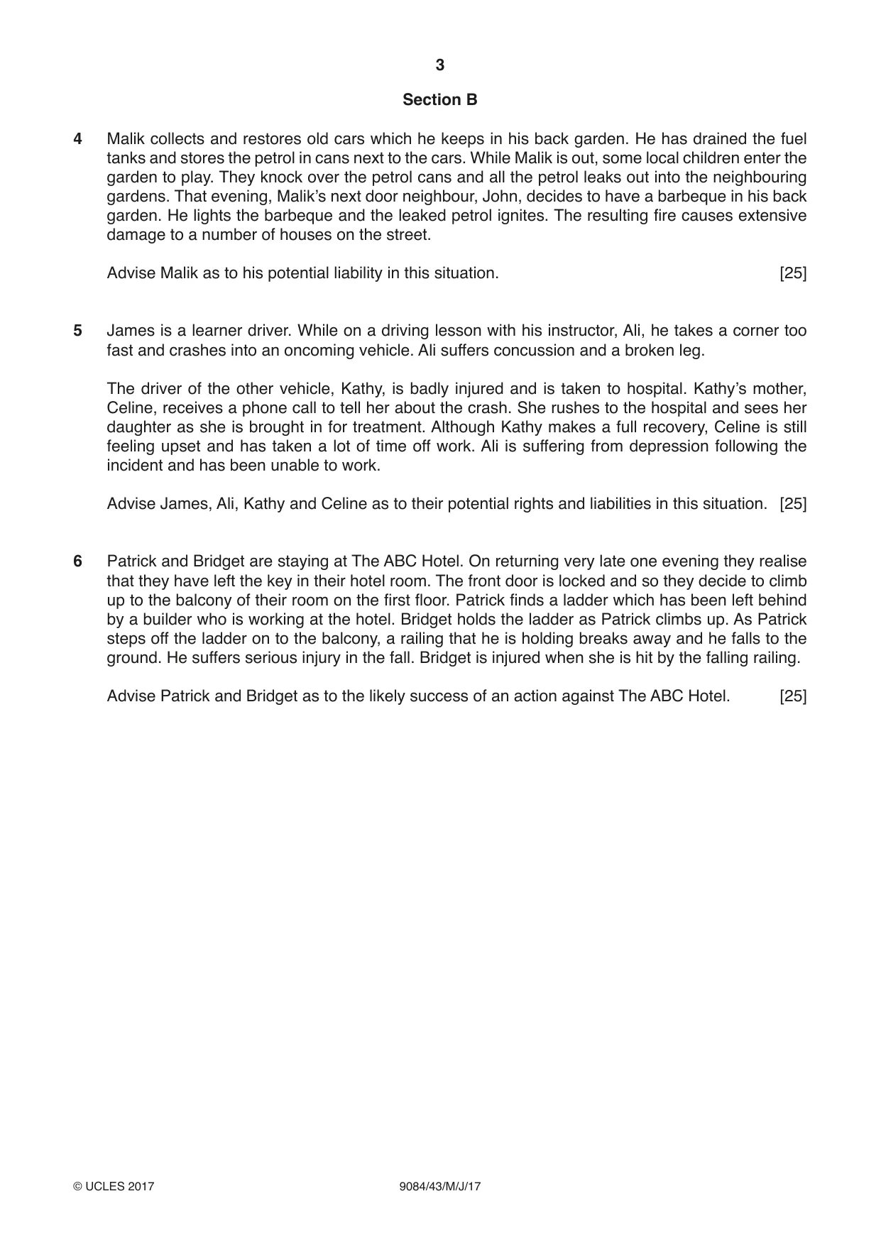 Cambridge A Level Law 9084 2017 May/June Paper 4 · Variant 3 question paper, page 3 of 4