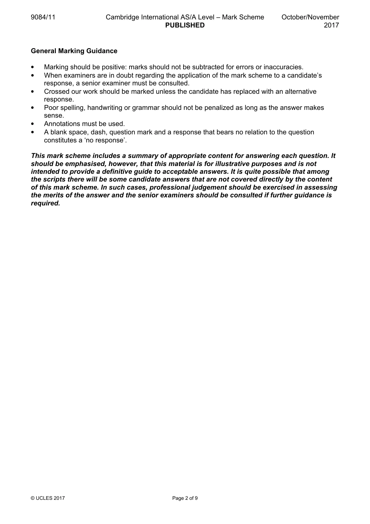 Mark scheme, page 2 of 9