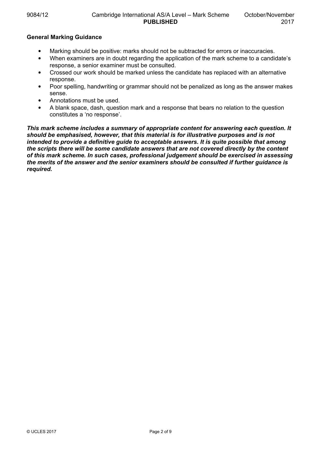 Mark scheme, page 2 of 9