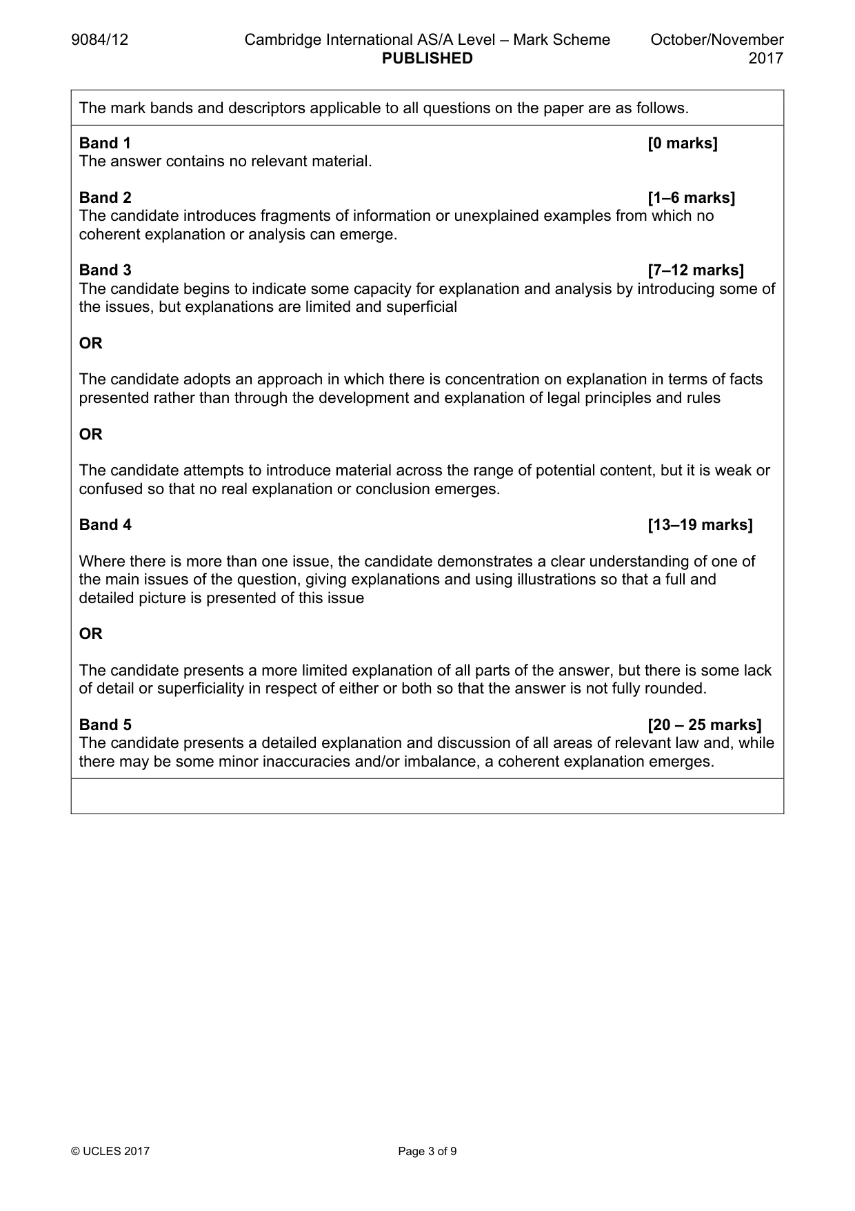 Mark scheme, page 3 of 9