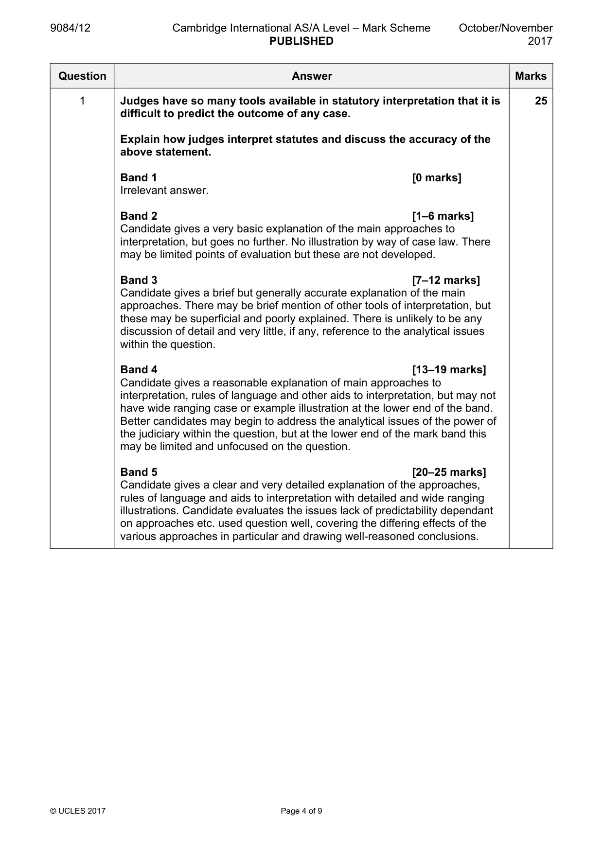 Mark scheme, page 4 of 9