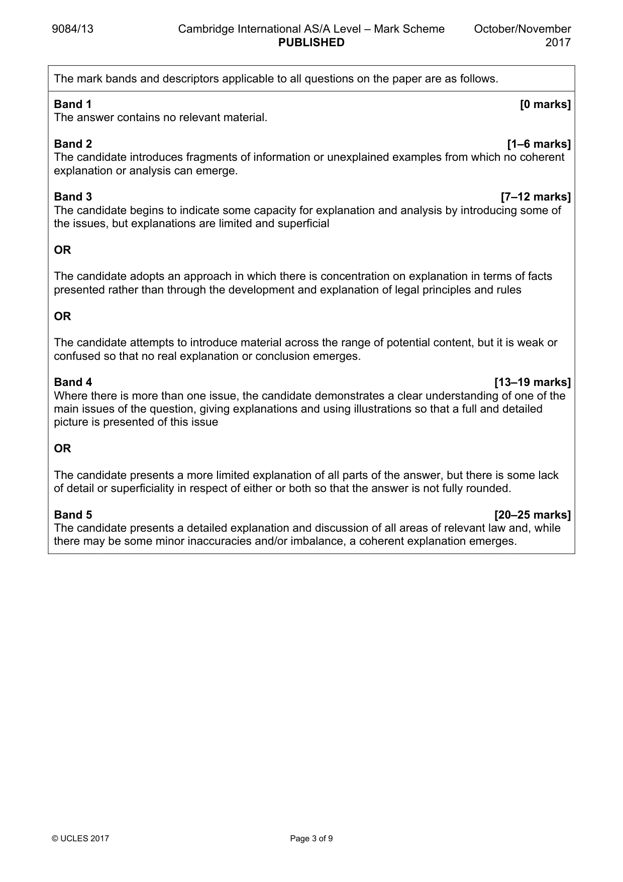 Mark scheme, page 3 of 9