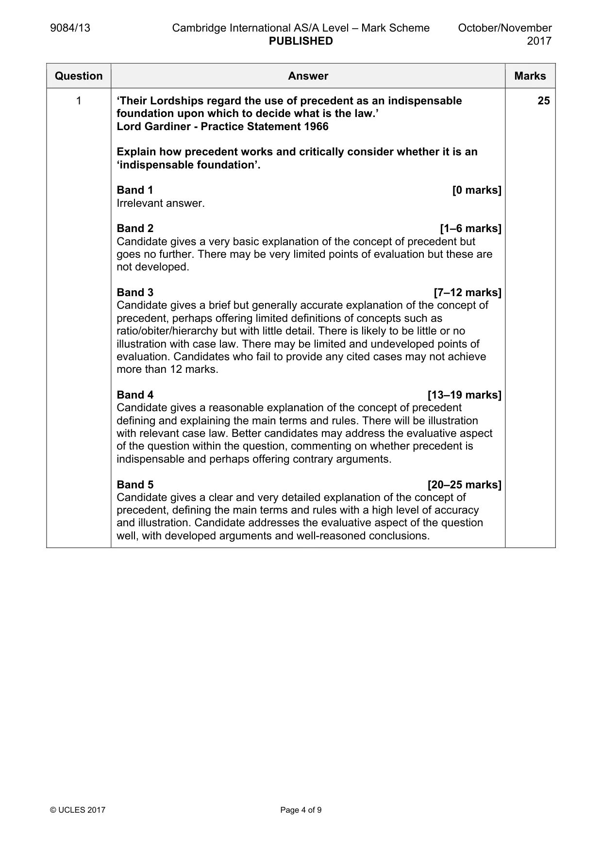Mark scheme, page 4 of 9
