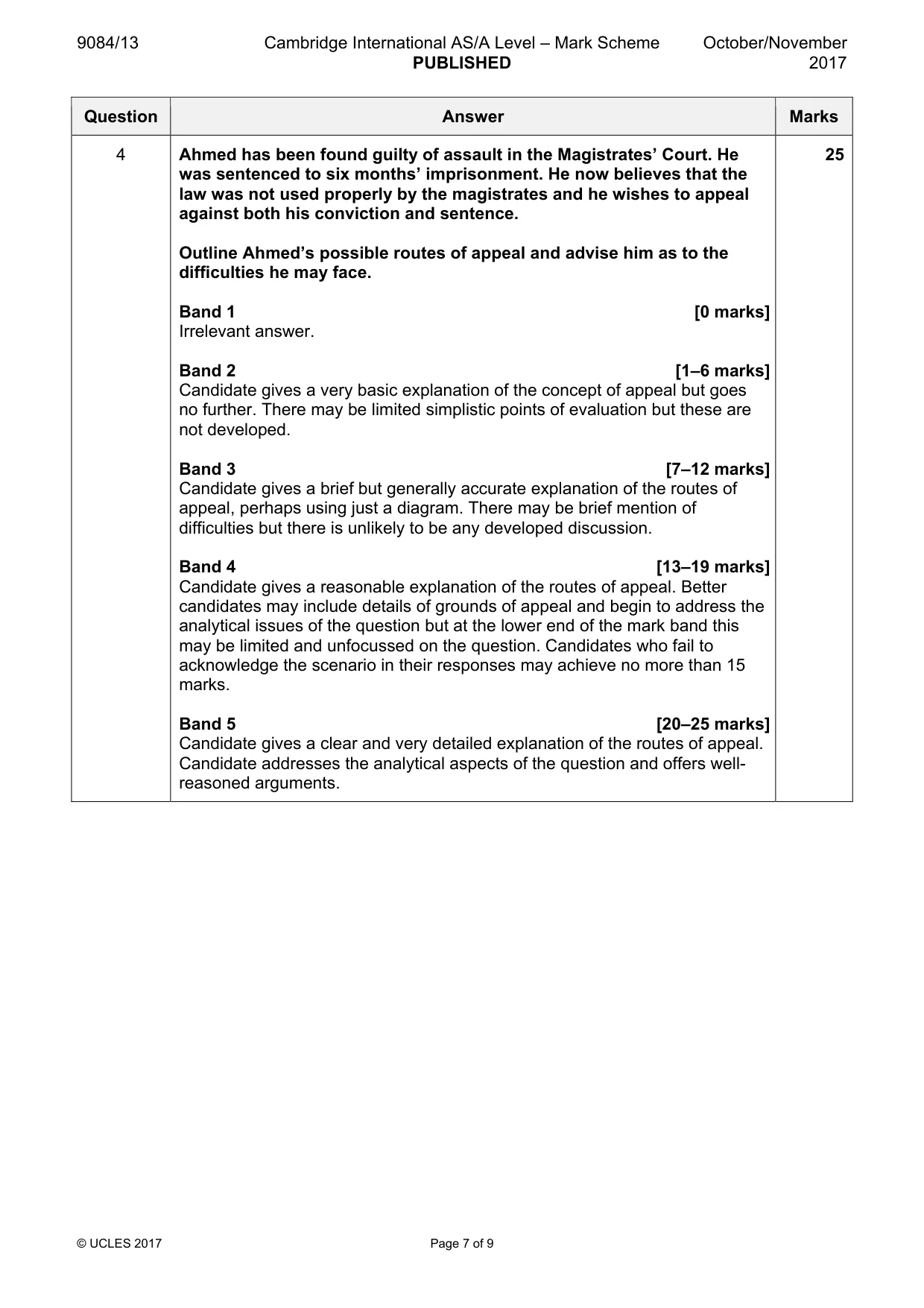 Mark scheme, page 7 of 9