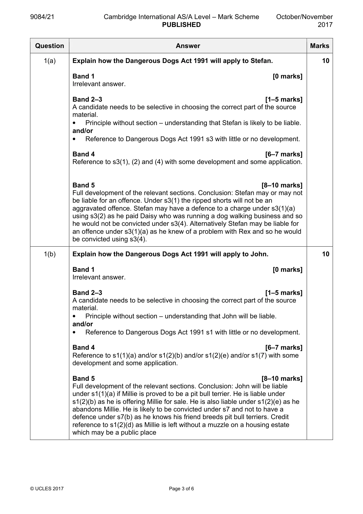 Mark scheme, page 3 of 6