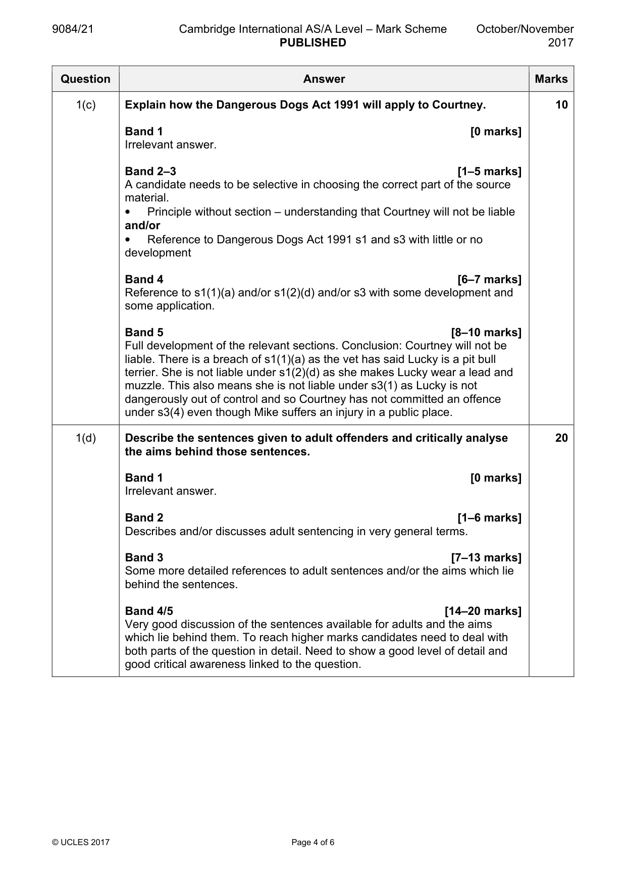 Mark scheme, page 4 of 6
