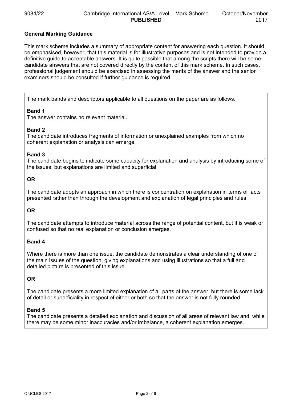 Mark scheme, page 2 of 6