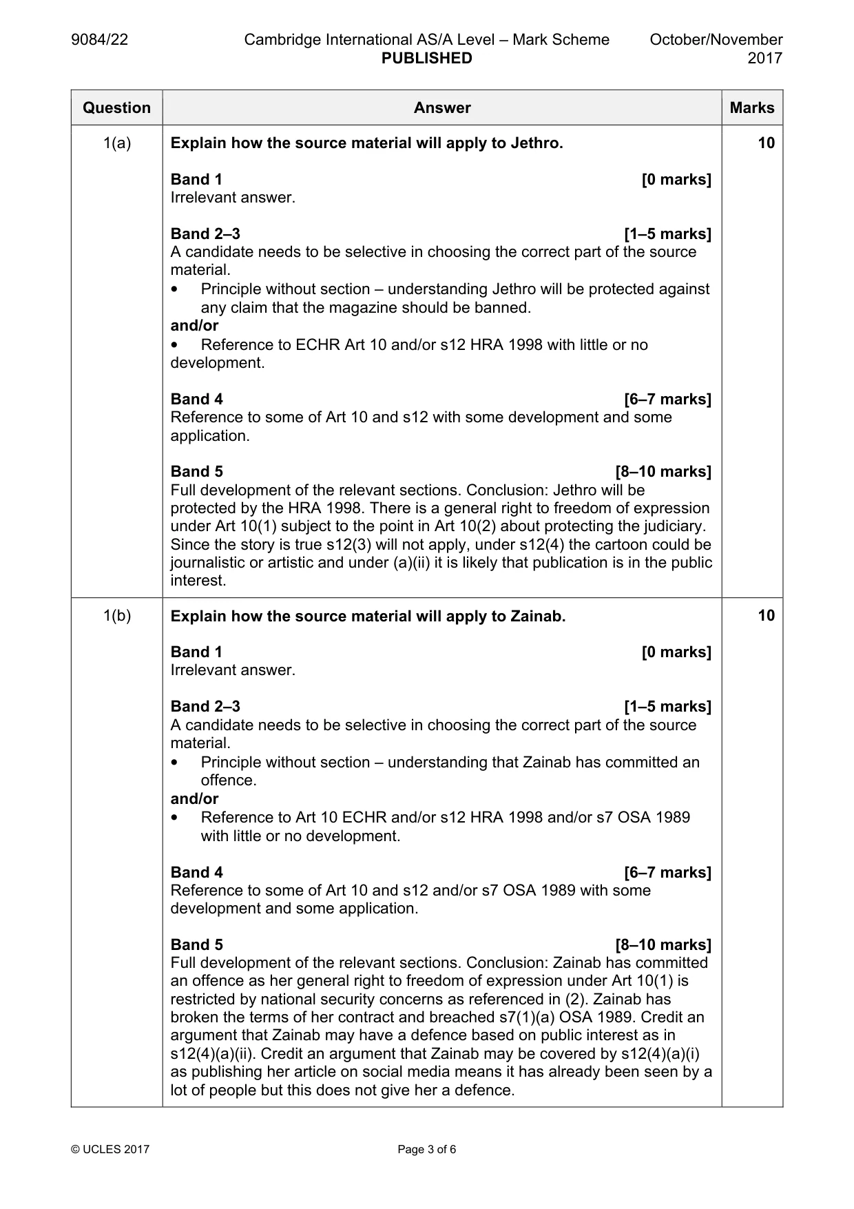 Mark scheme, page 3 of 6