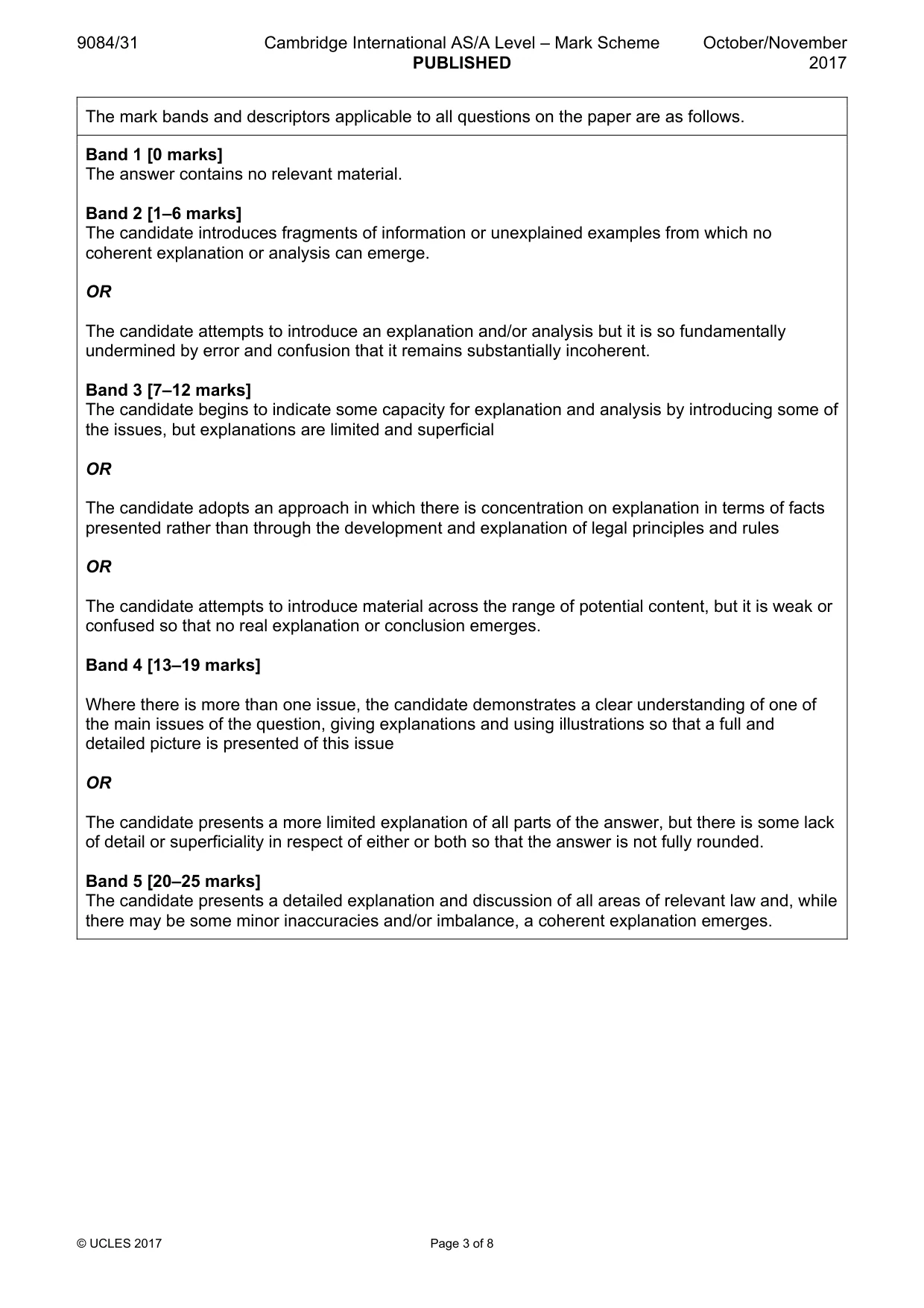 Mark scheme, page 3 of 8