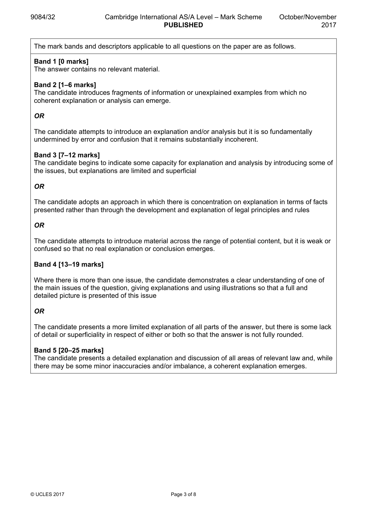 Mark scheme, page 3 of 8