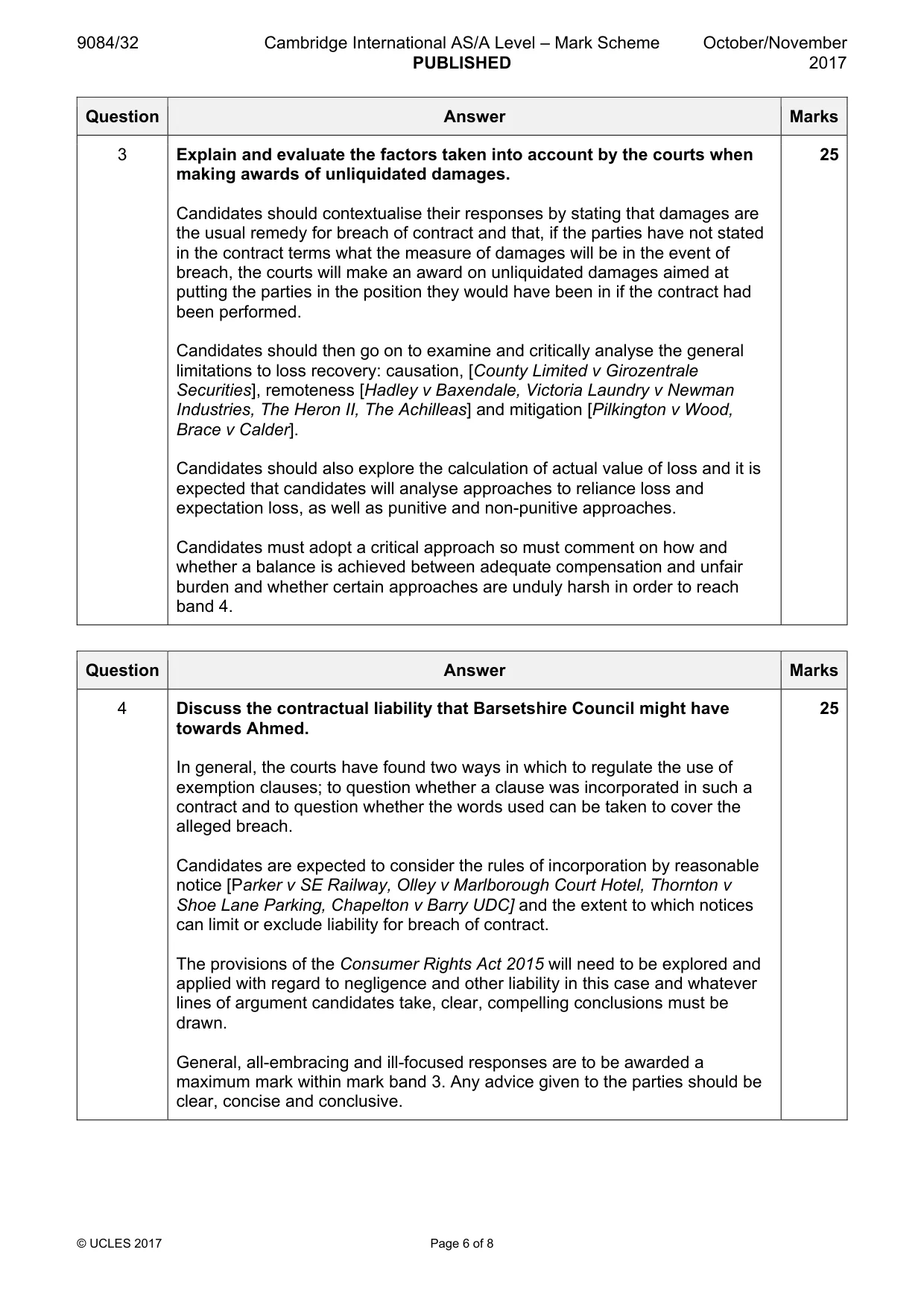 Mark scheme, page 6 of 8