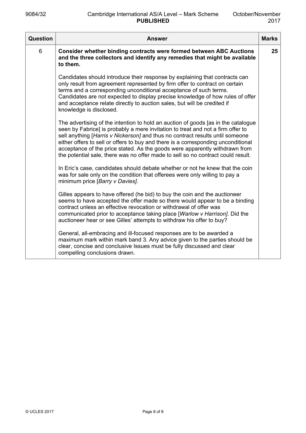 Mark scheme, page 8 of 8