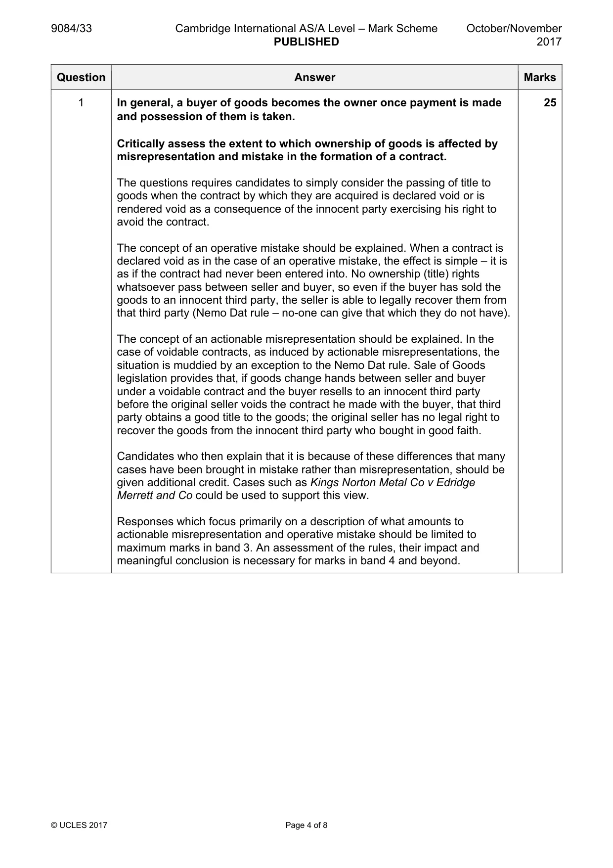 Mark scheme, page 4 of 8