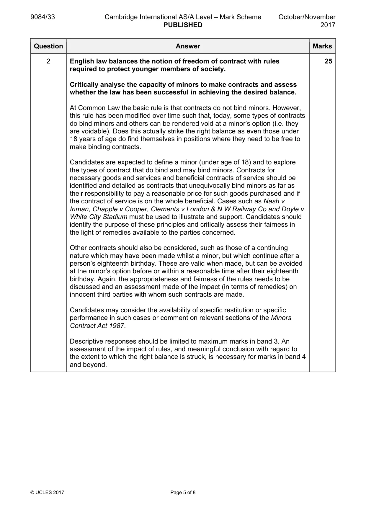 Mark scheme, page 5 of 8