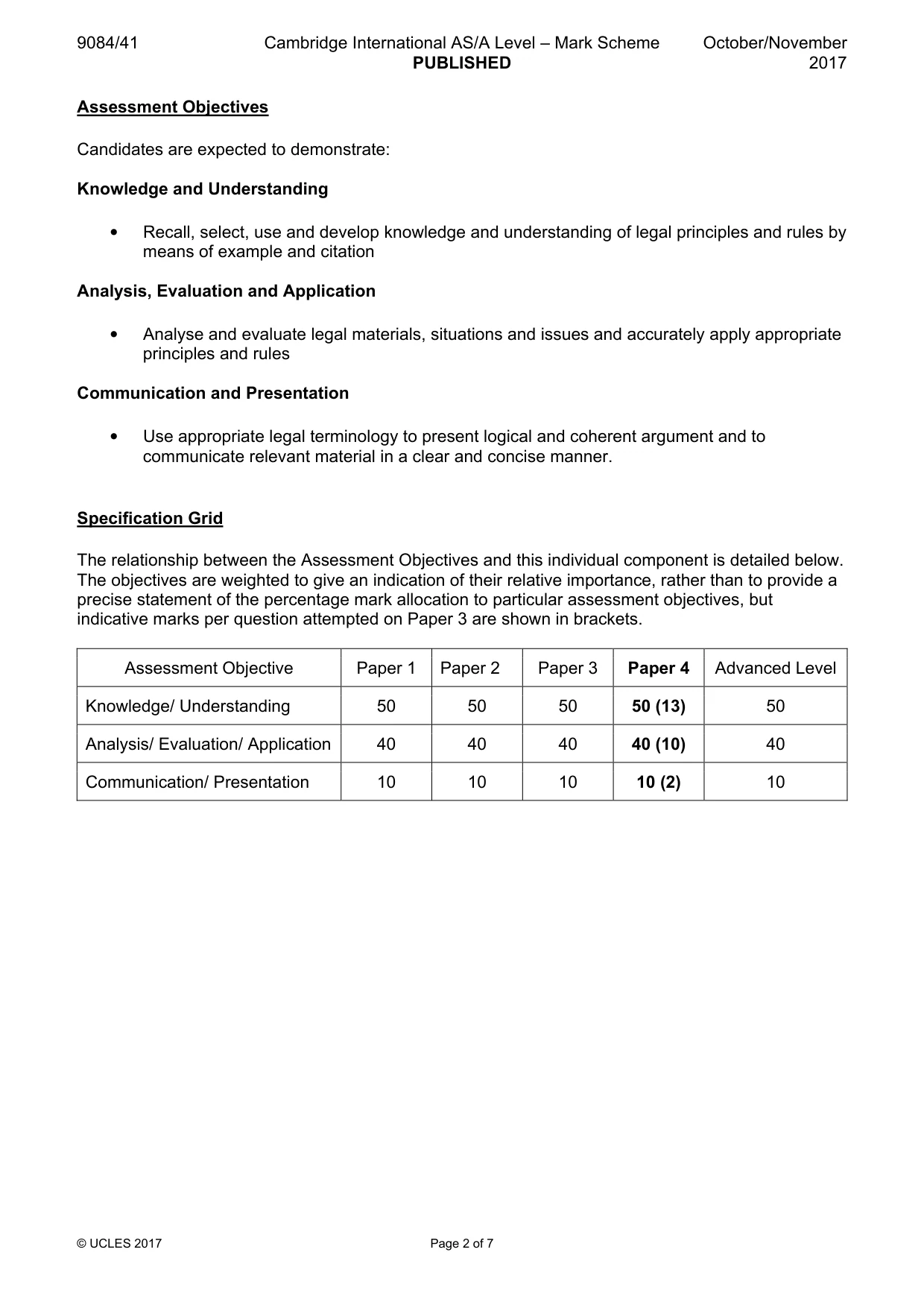 Mark scheme, page 2 of 7