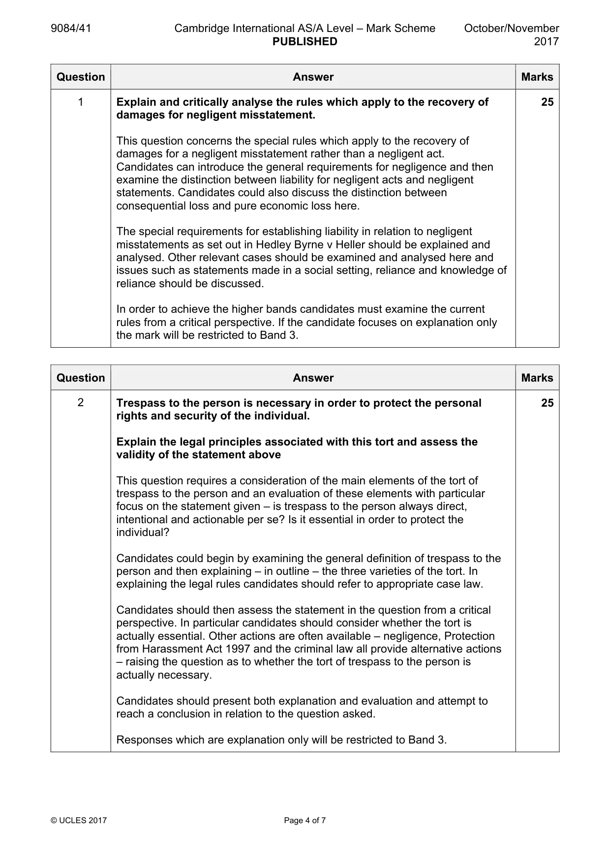 Mark scheme, page 4 of 7