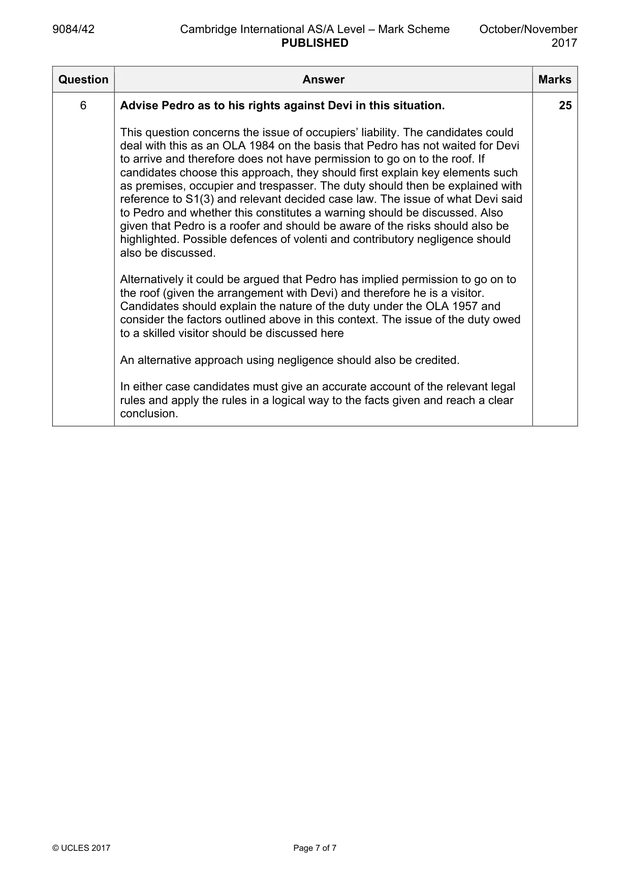 Mark scheme, page 7 of 7
