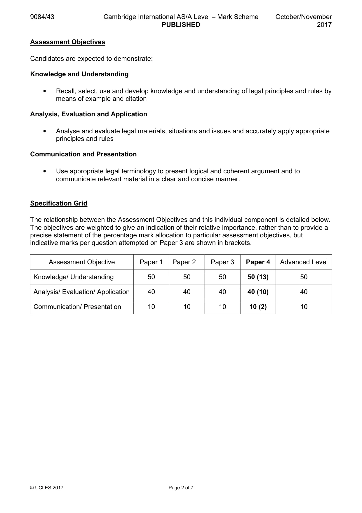 Mark scheme, page 2 of 7