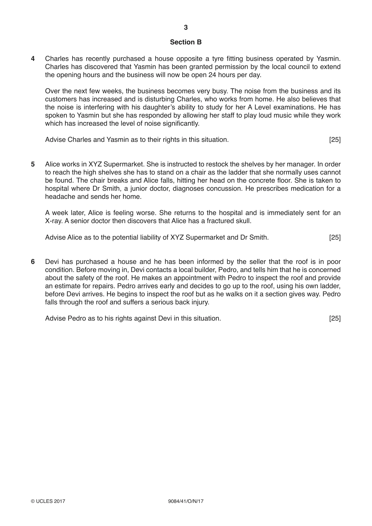 Cambridge A Level Law 9084 2017 Oct/Nov Paper 4 · Variant 1 question paper, page 3 of 4