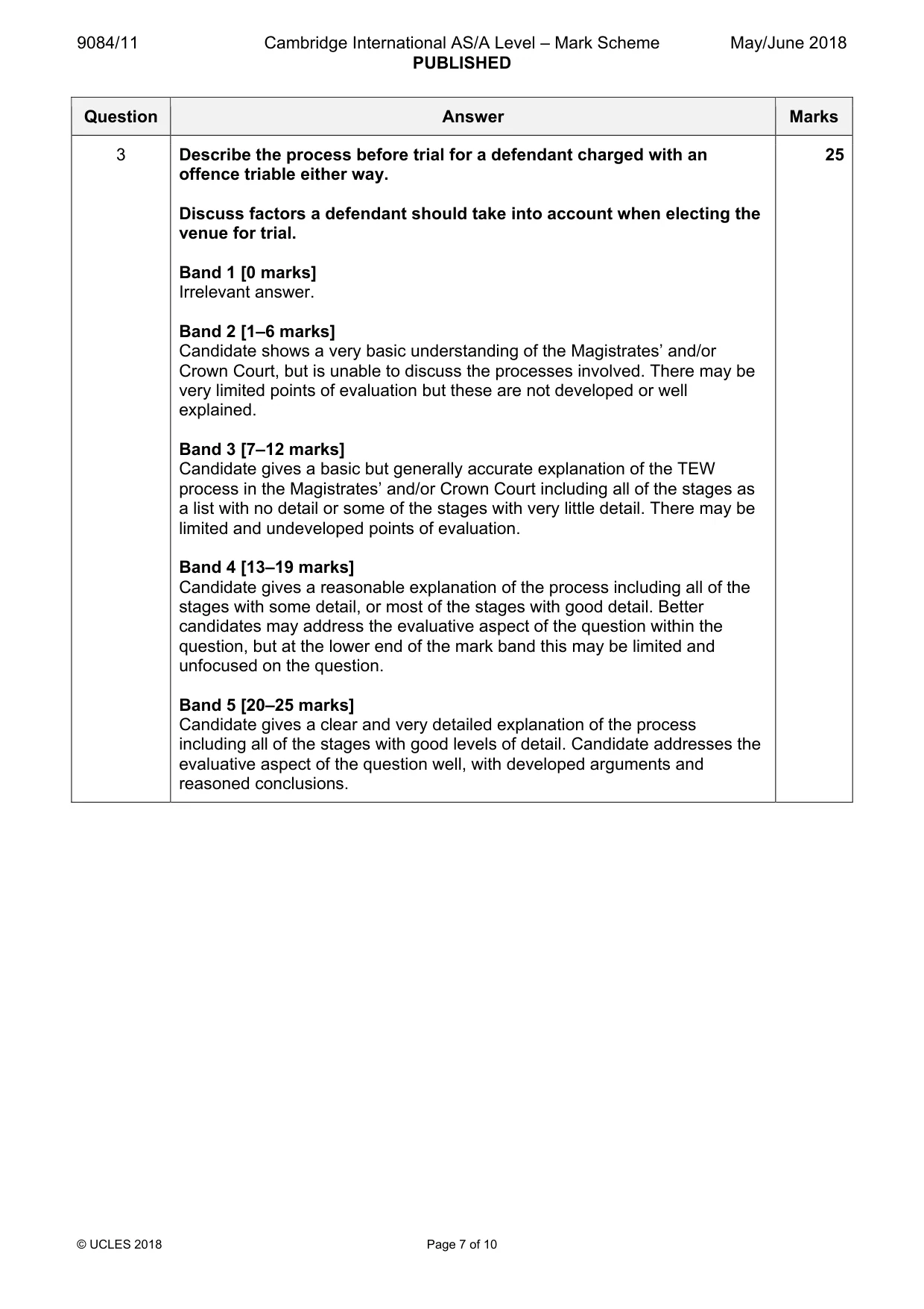Mark scheme, page 7 of 10