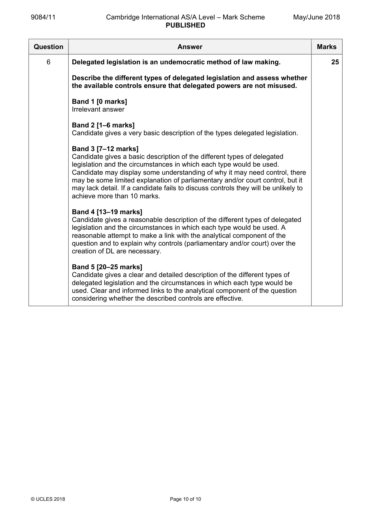Mark scheme, page 10 of 10