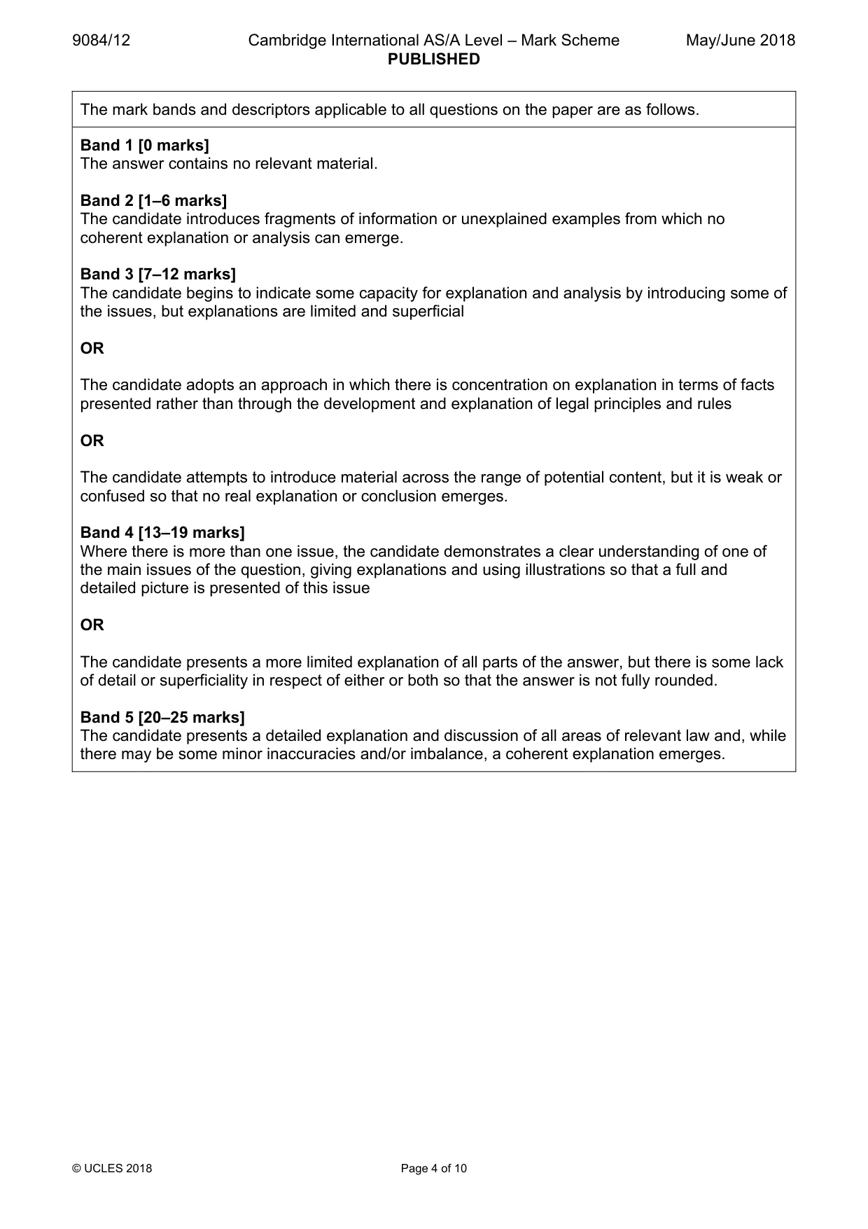 Mark scheme, page 4 of 10