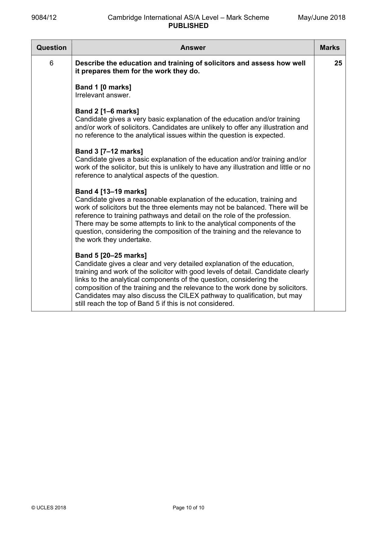 Mark scheme, page 10 of 10