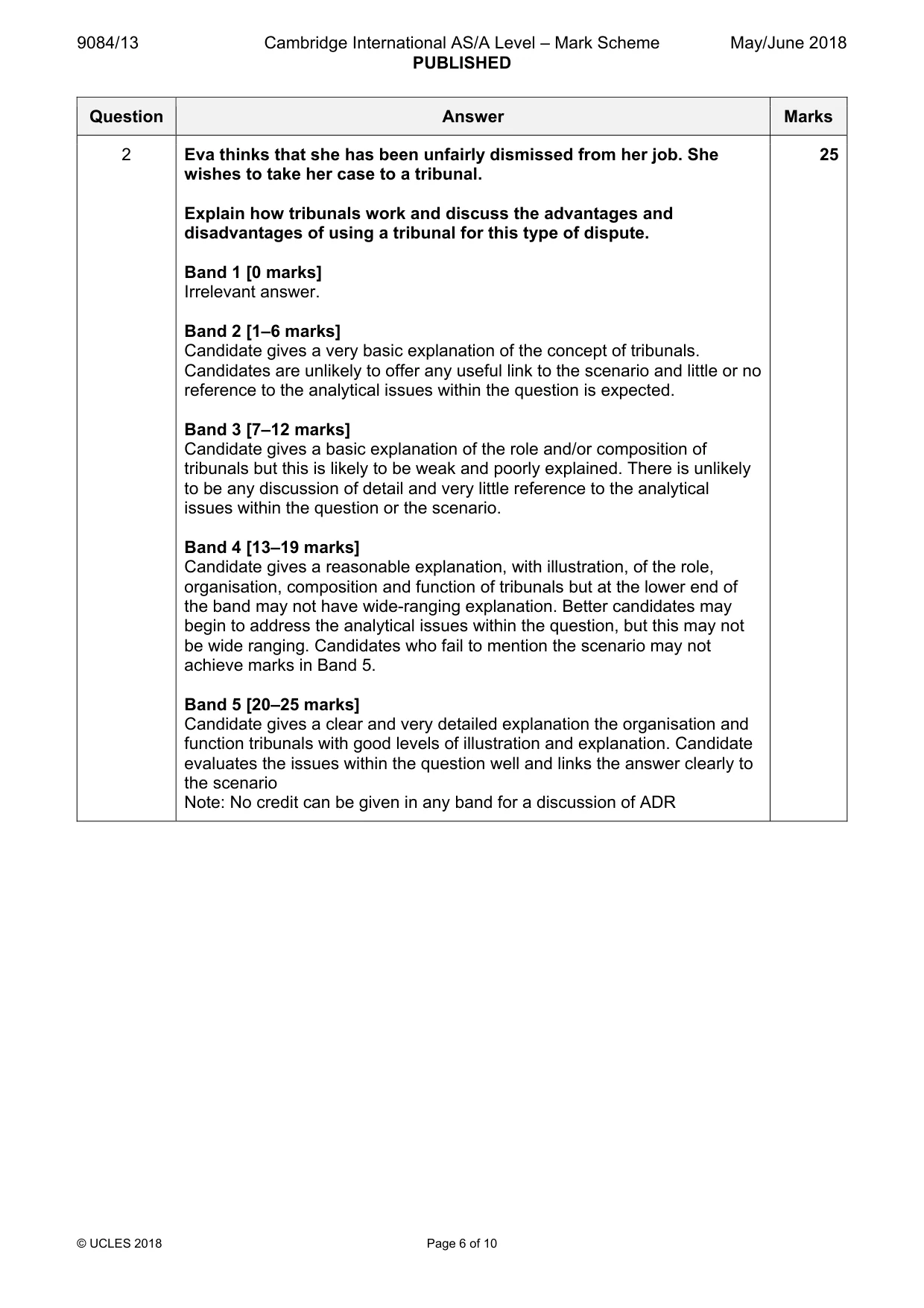 Mark scheme, page 6 of 10