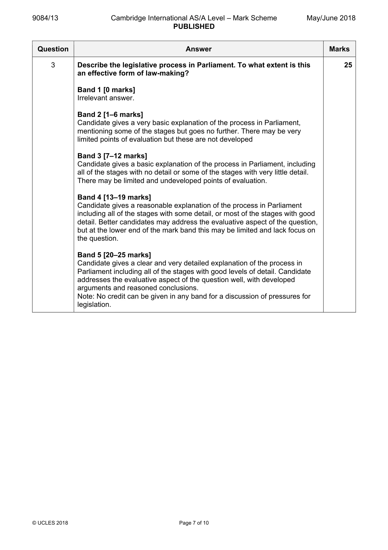 Mark scheme, page 7 of 10