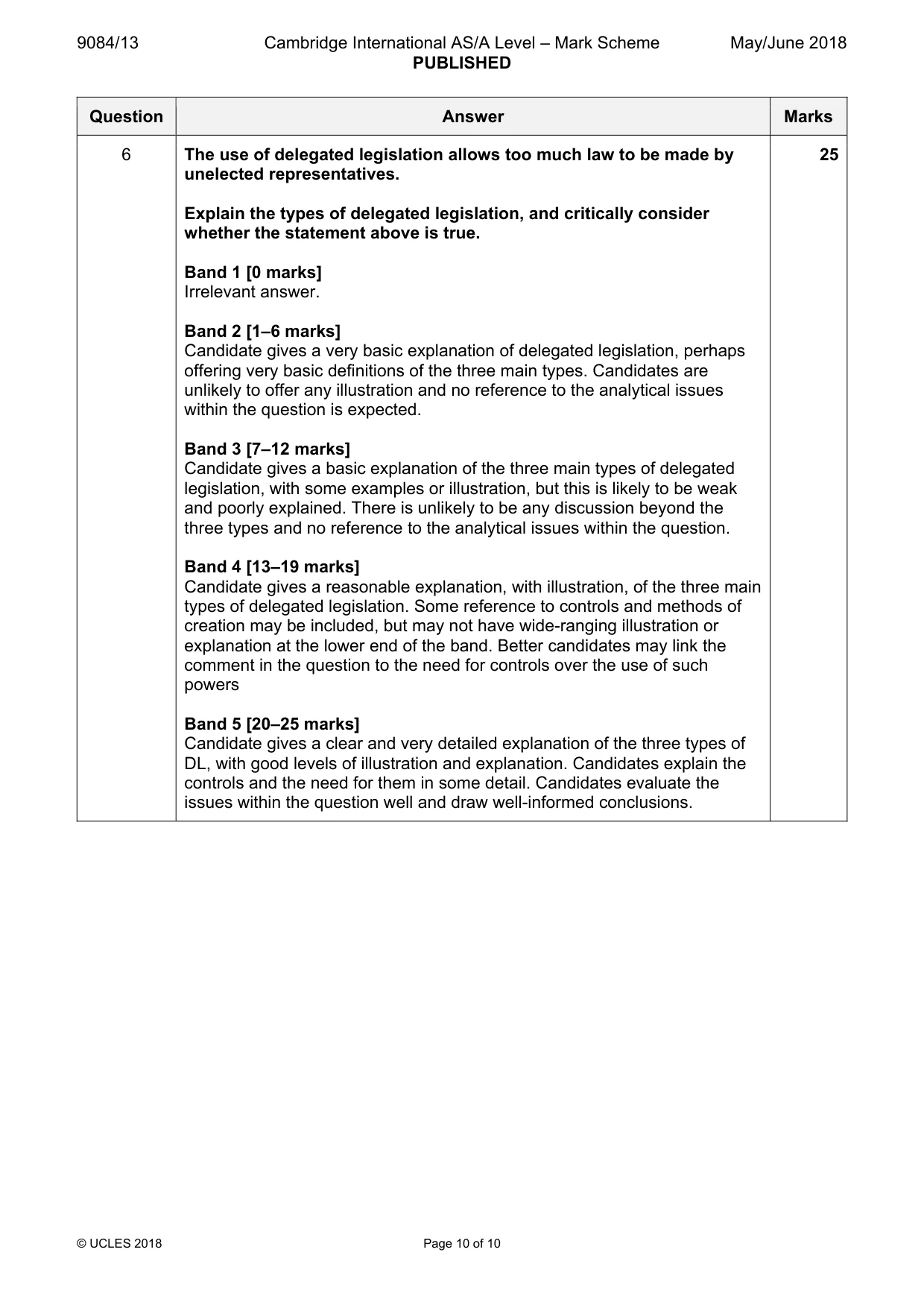 Mark scheme, page 10 of 10