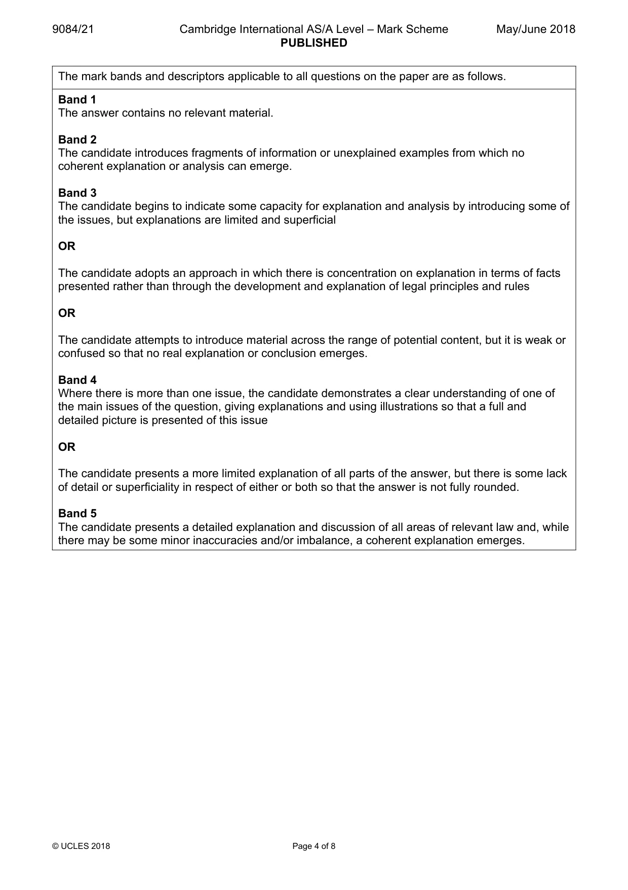 Mark scheme, page 4 of 8