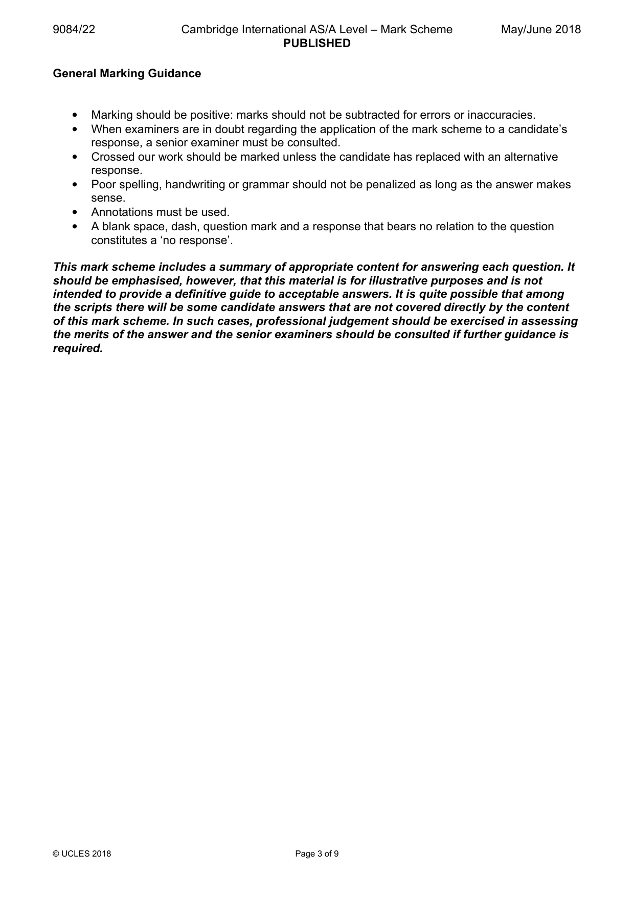 Mark scheme, page 3 of 9