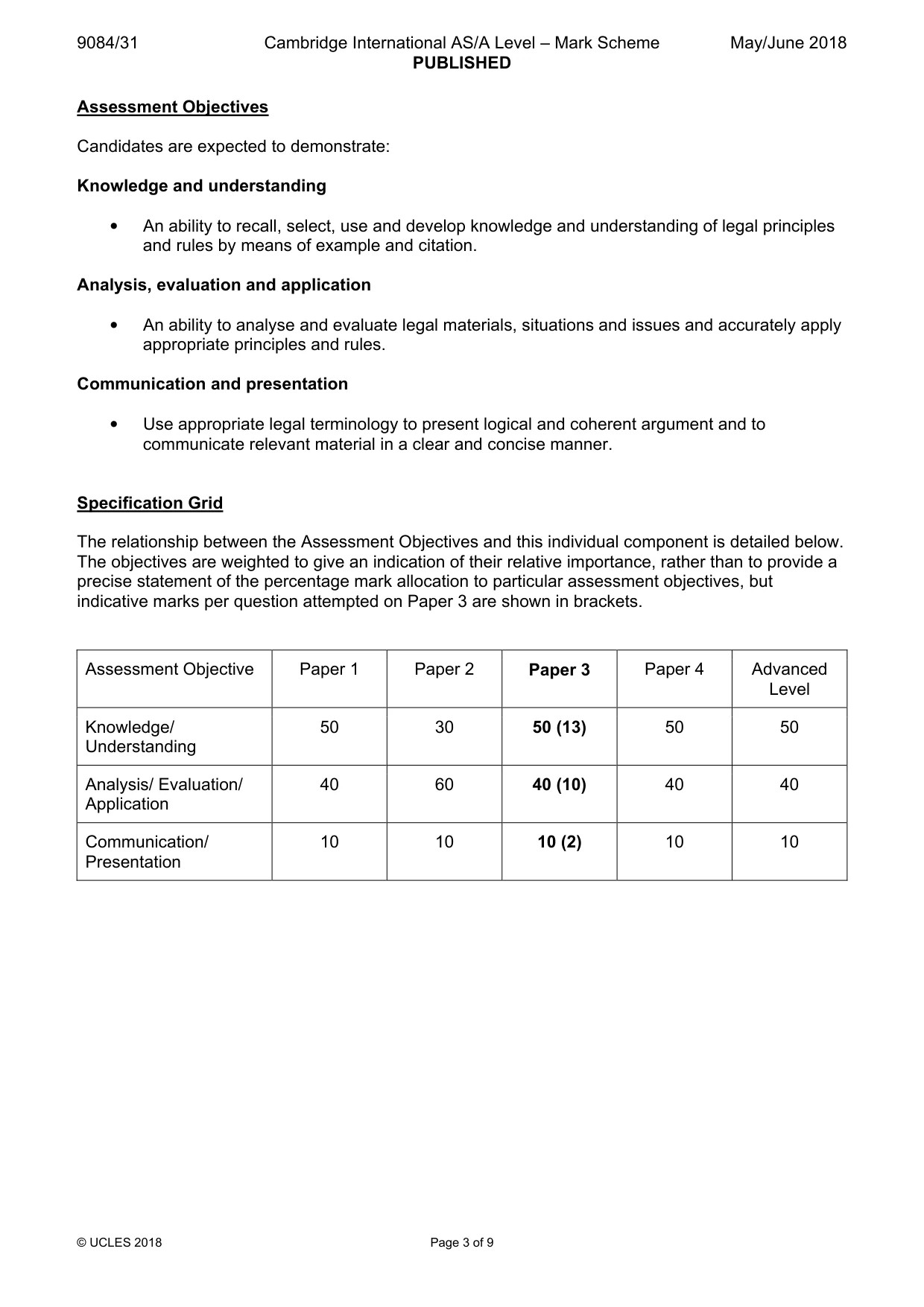 Mark scheme, page 3 of 9