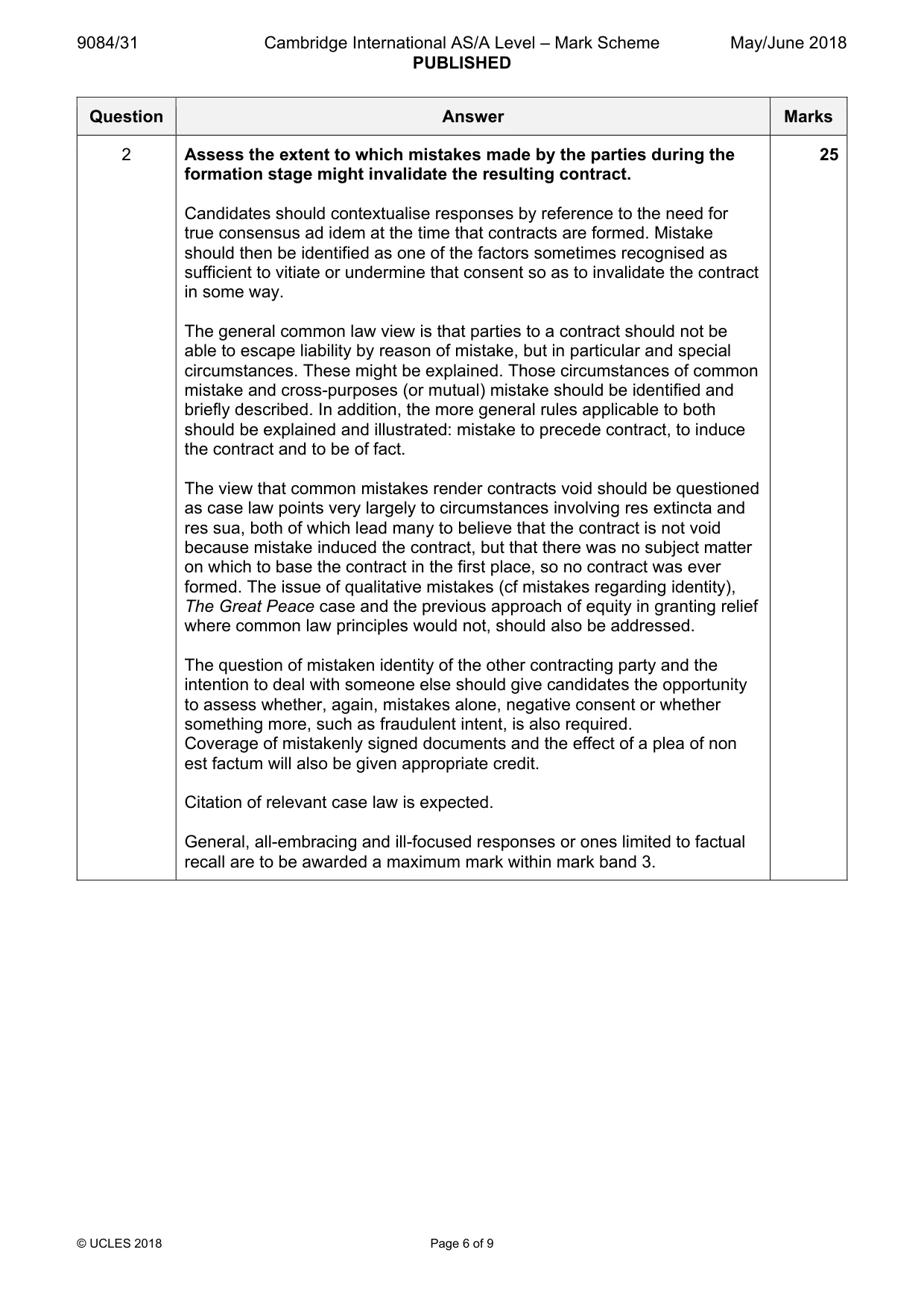 Mark scheme, page 6 of 9