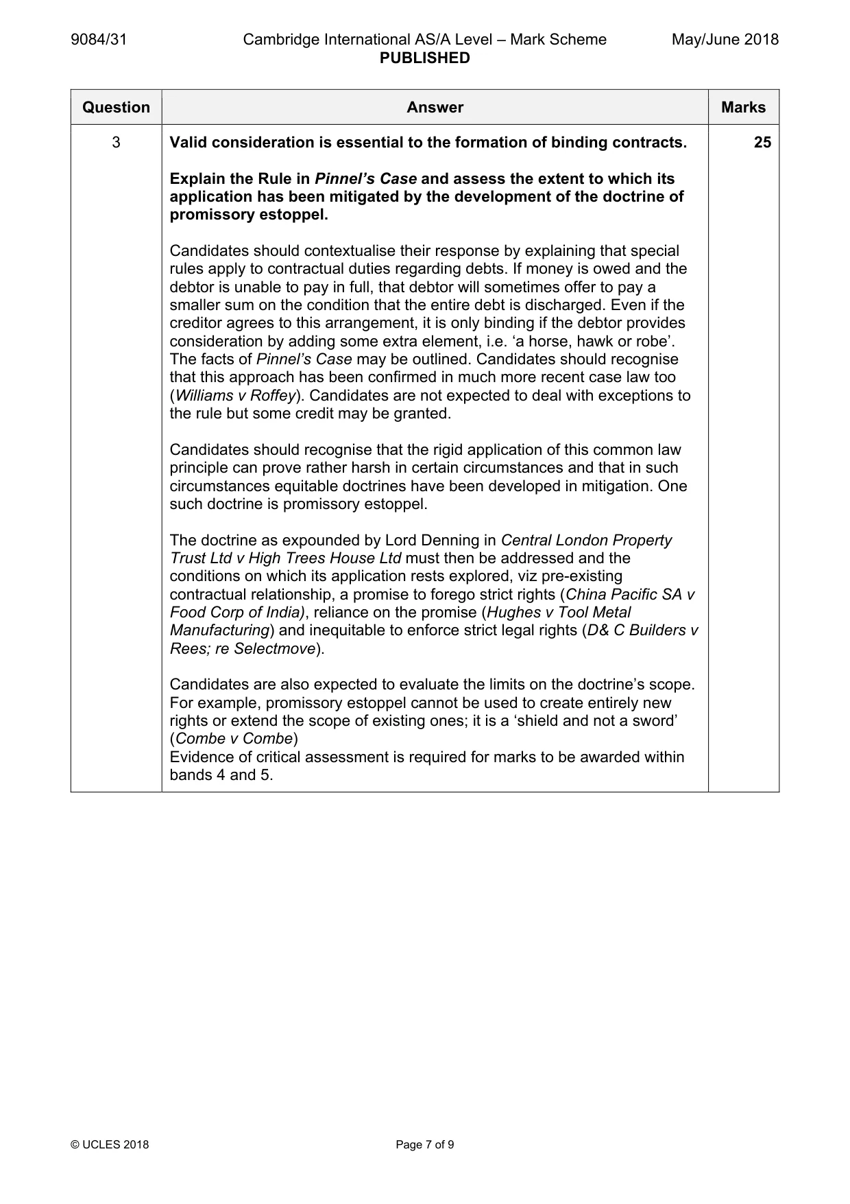 Mark scheme, page 7 of 9