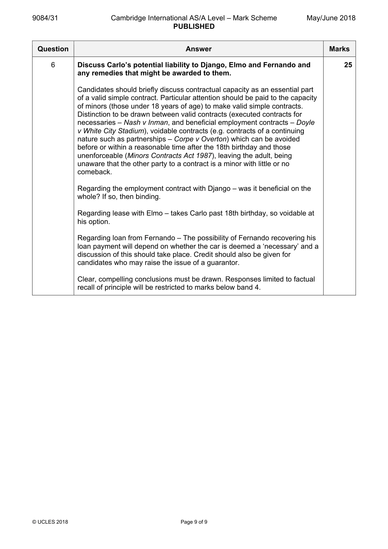 Mark scheme, page 9 of 9