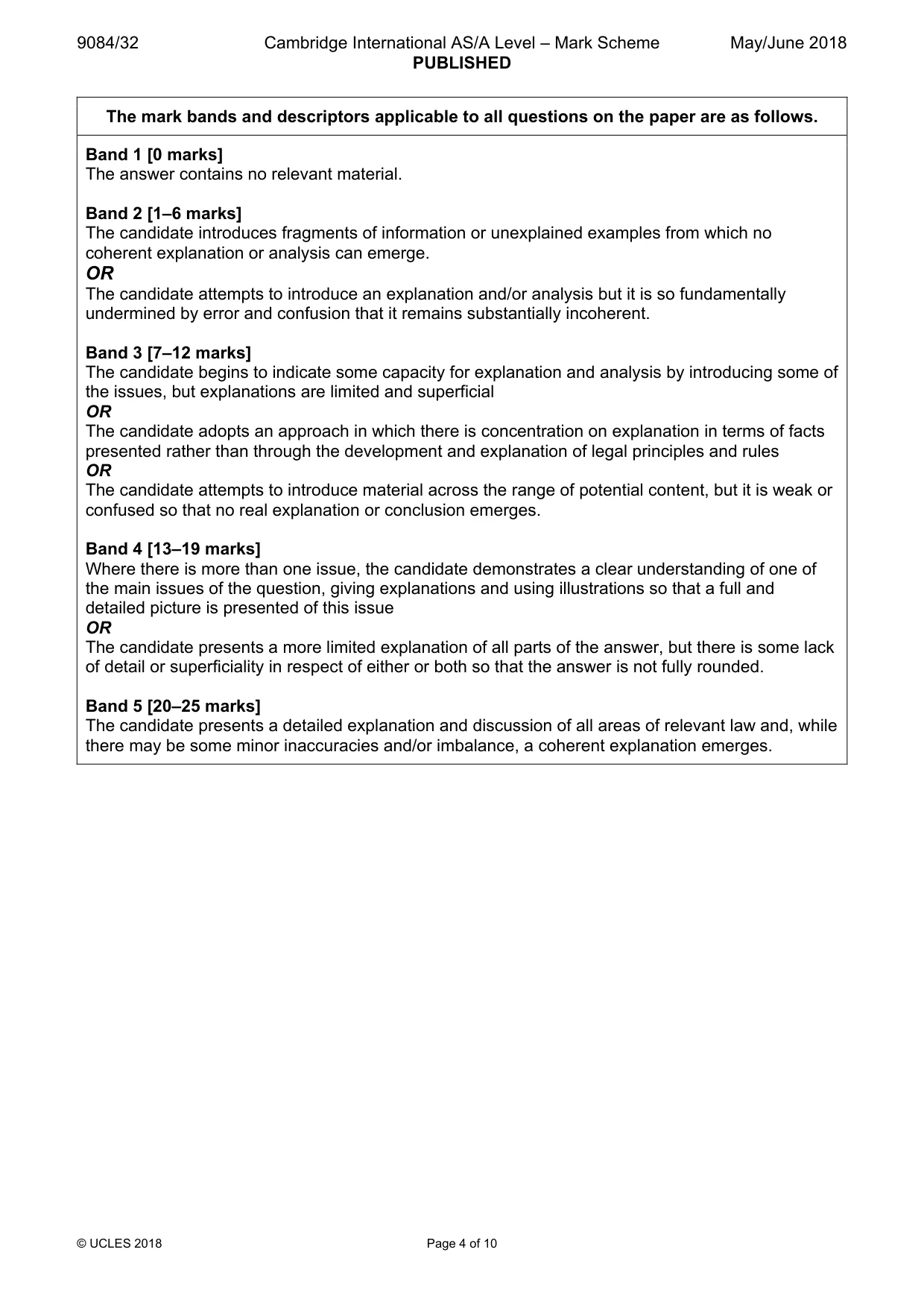 Mark scheme, page 4 of 10