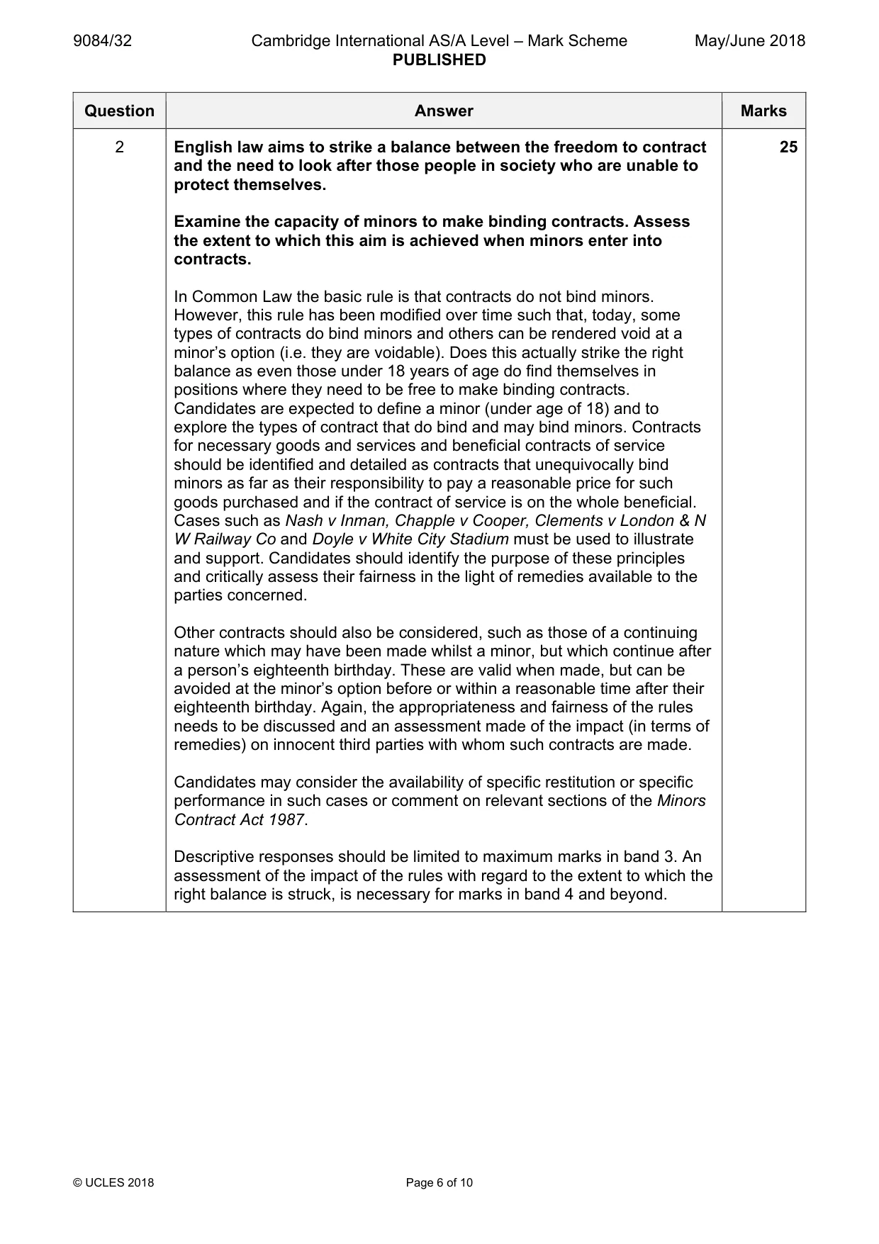 Mark scheme, page 6 of 10