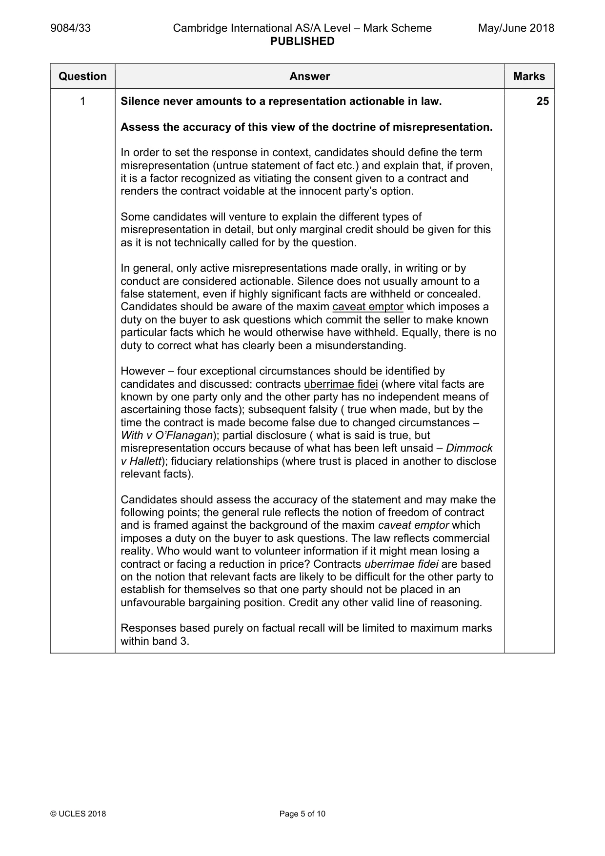 Mark scheme, page 5 of 10