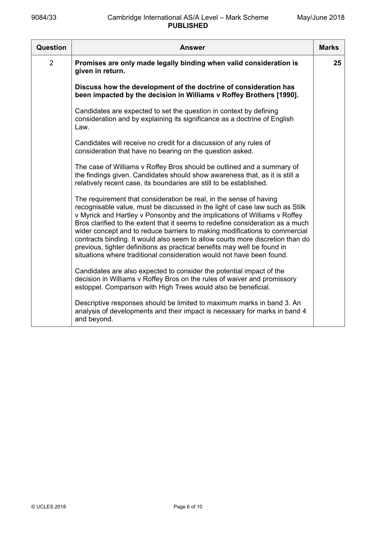 Mark scheme, page 6 of 10