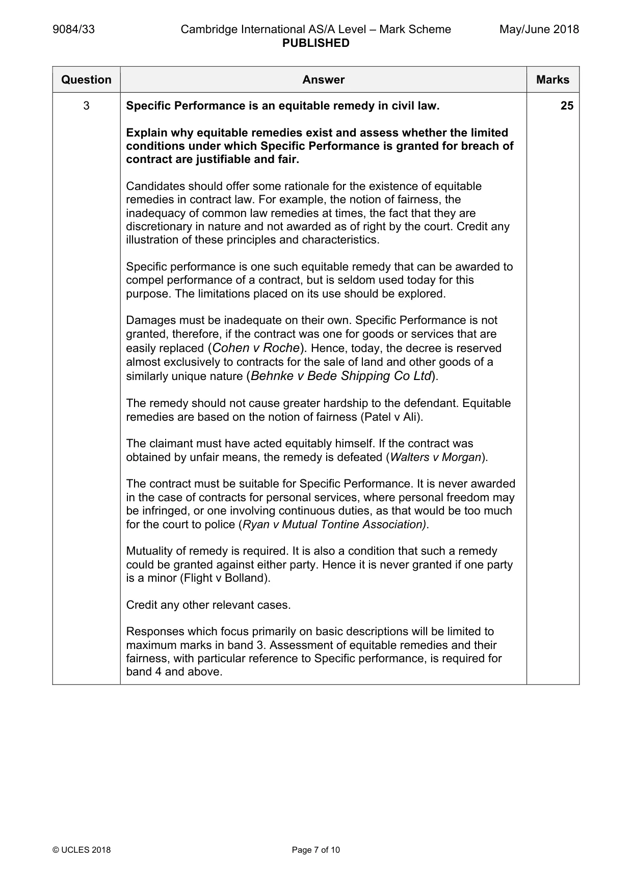 Mark scheme, page 7 of 10